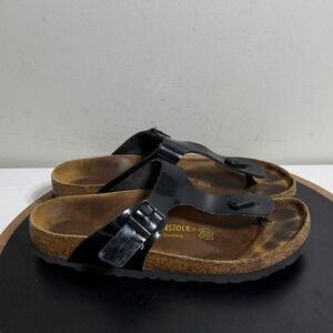 Birkenstock Gizeh Sandals Women US 8–8.5 EU 40 Patent Leather Cork Footbed